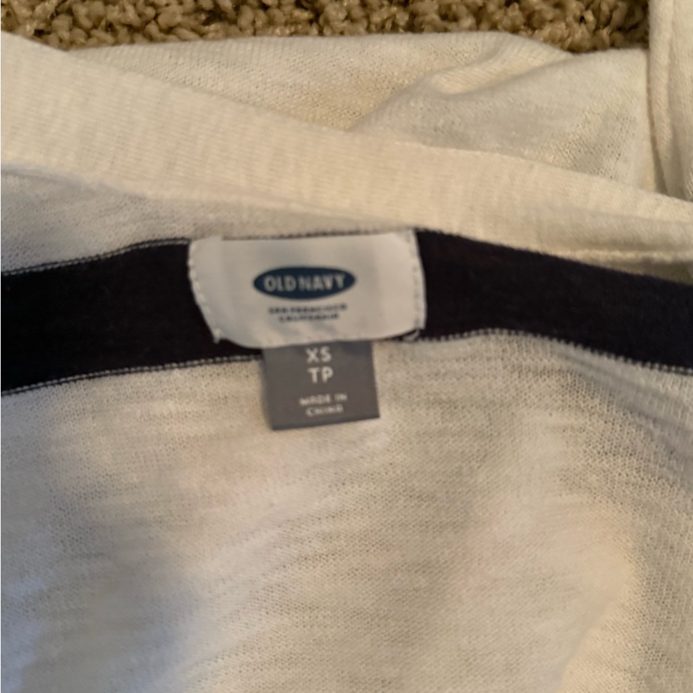 Old Navy White Cardigan with Navy Stripes - Picture 4 of 4